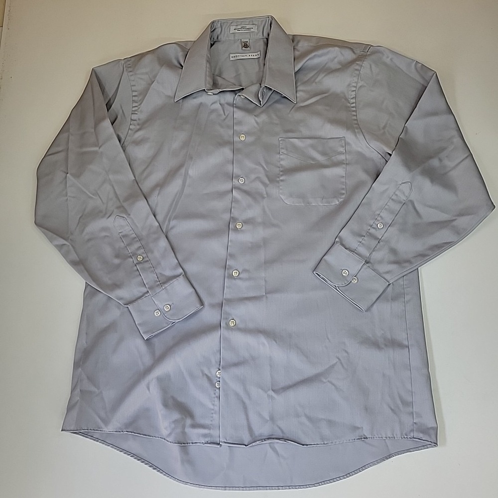 Geoffrey Beene Gray Sateen Long Sleeve Dress Shirt Mens Large 16.5  32-33 Preppy